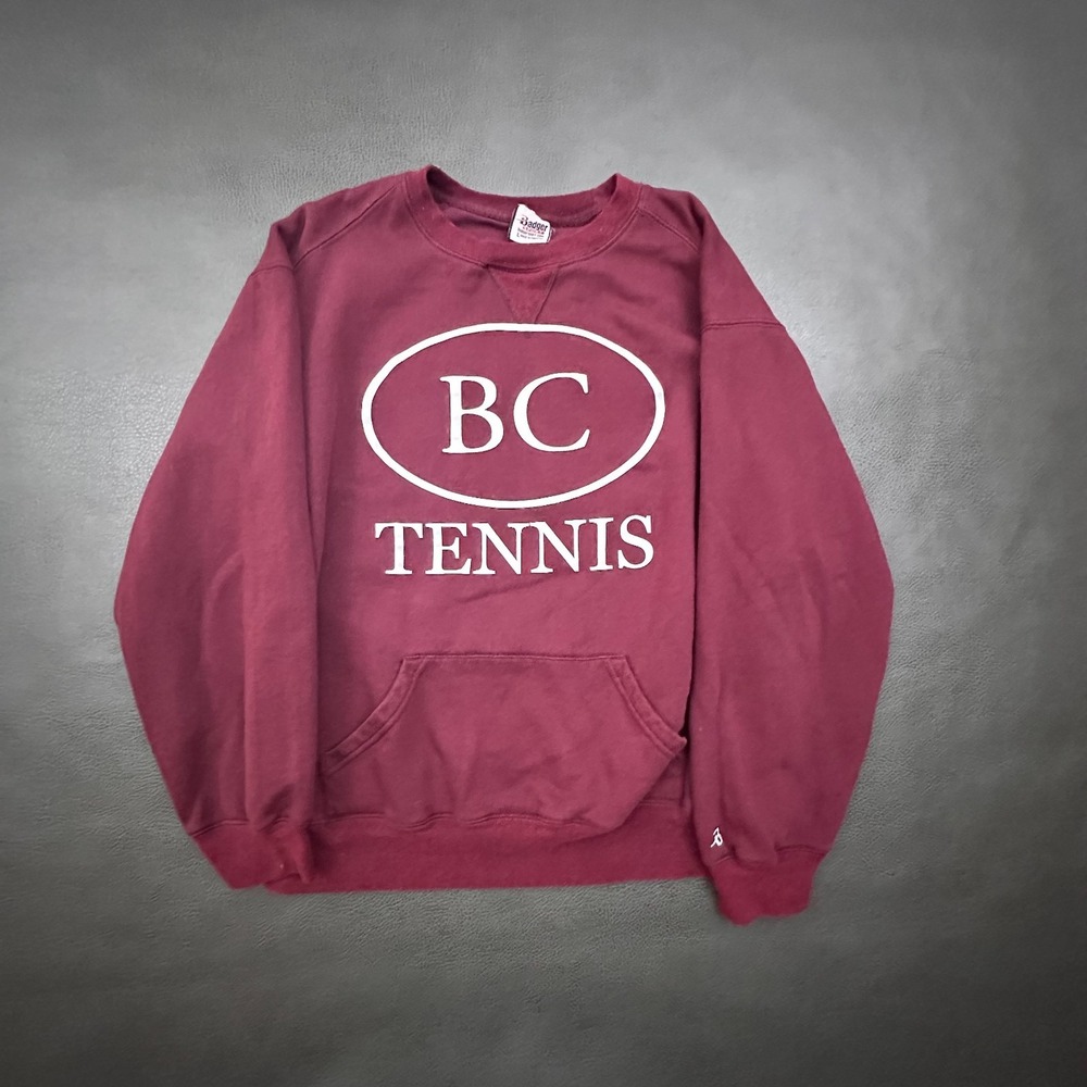 Vintage BC Tennis Sweatshirt Mens Large Red Pocket Pullover Sportswear Y2k Prep